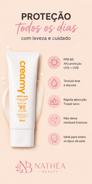 Creamy Watery Lotion FPS 60 50ml - benefícios NATHÉA Beauty