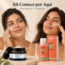 Kit Comece por Aqui em uso: hidratação com Principia CH-01 e proteção com Sallve FPS 50